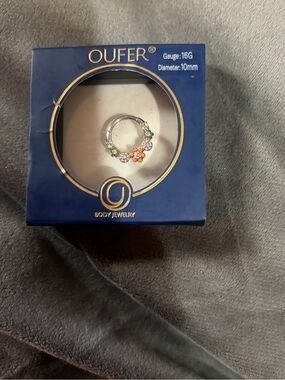 OUFER Multicolor Floral 16G Hinged Segment Ring -septum 16 g diameter 10 MM